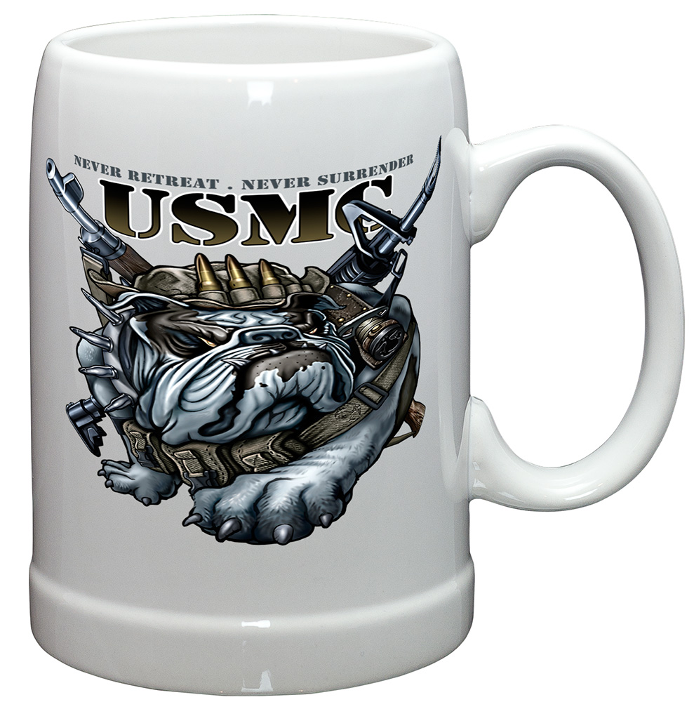 Coffee Cup-USMC Never Retreat, Never Surrender Stoneware 20oz